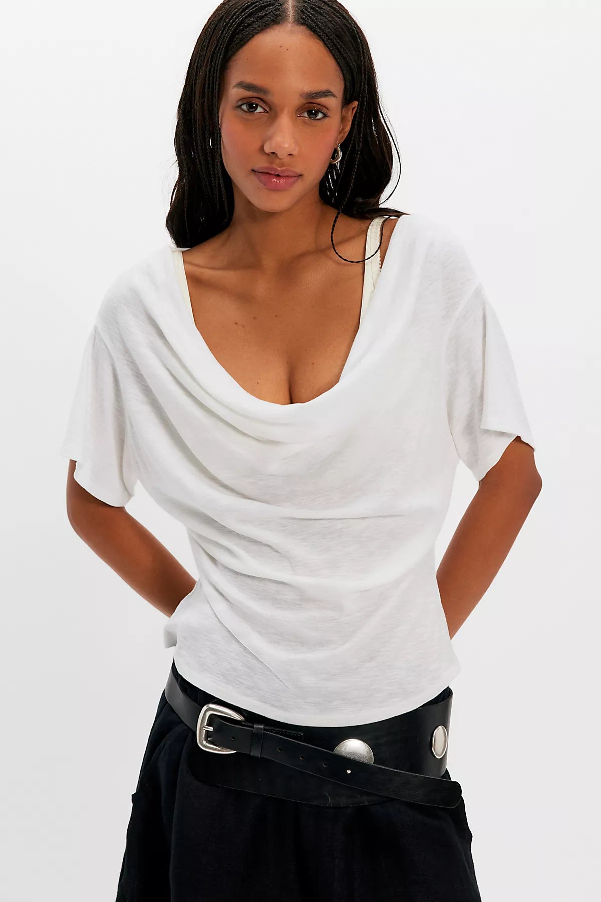We The Free Tinsley Waterfall Cowl-Neck Top