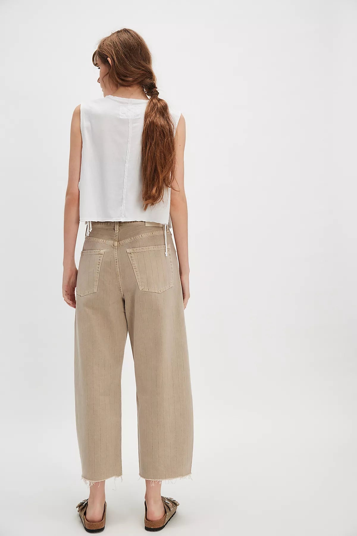 Citizens of Humanity Striped Ayla Raw Hem Cropped Jeans