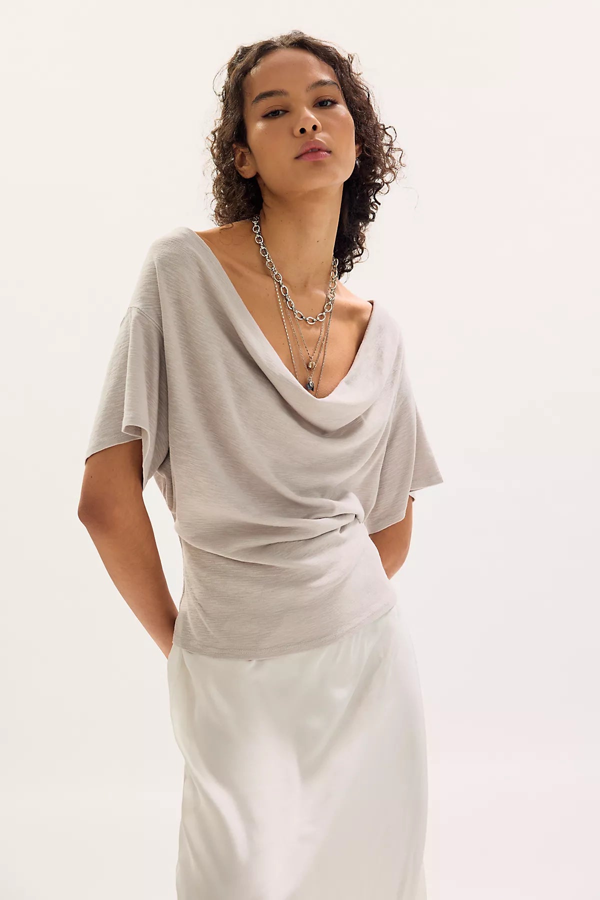We The Free Tinsley Waterfall Cowl-Neck Top
