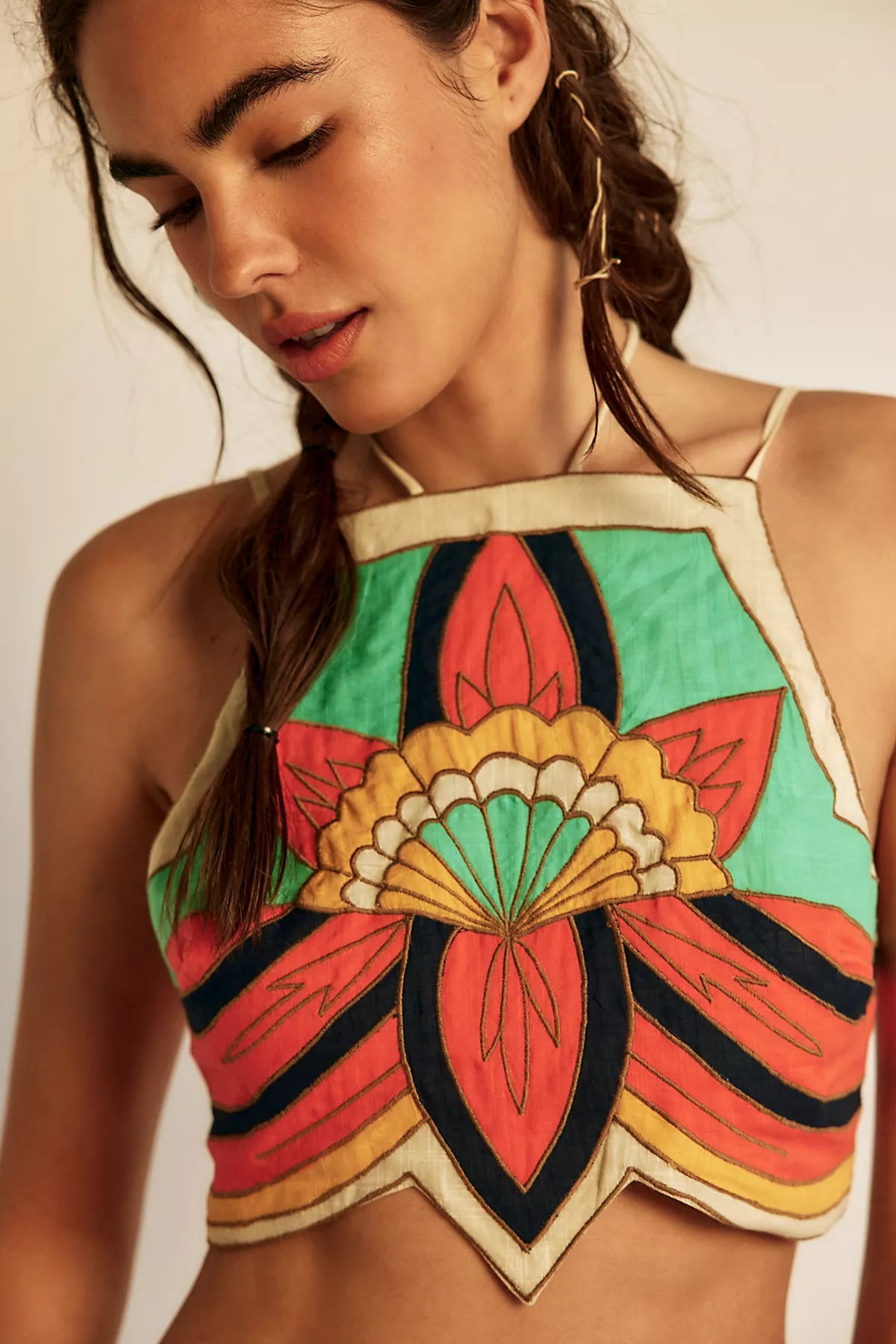 Lotus Applique Halter Top
