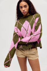 Opal Rollneck Knit Patterned Sweater