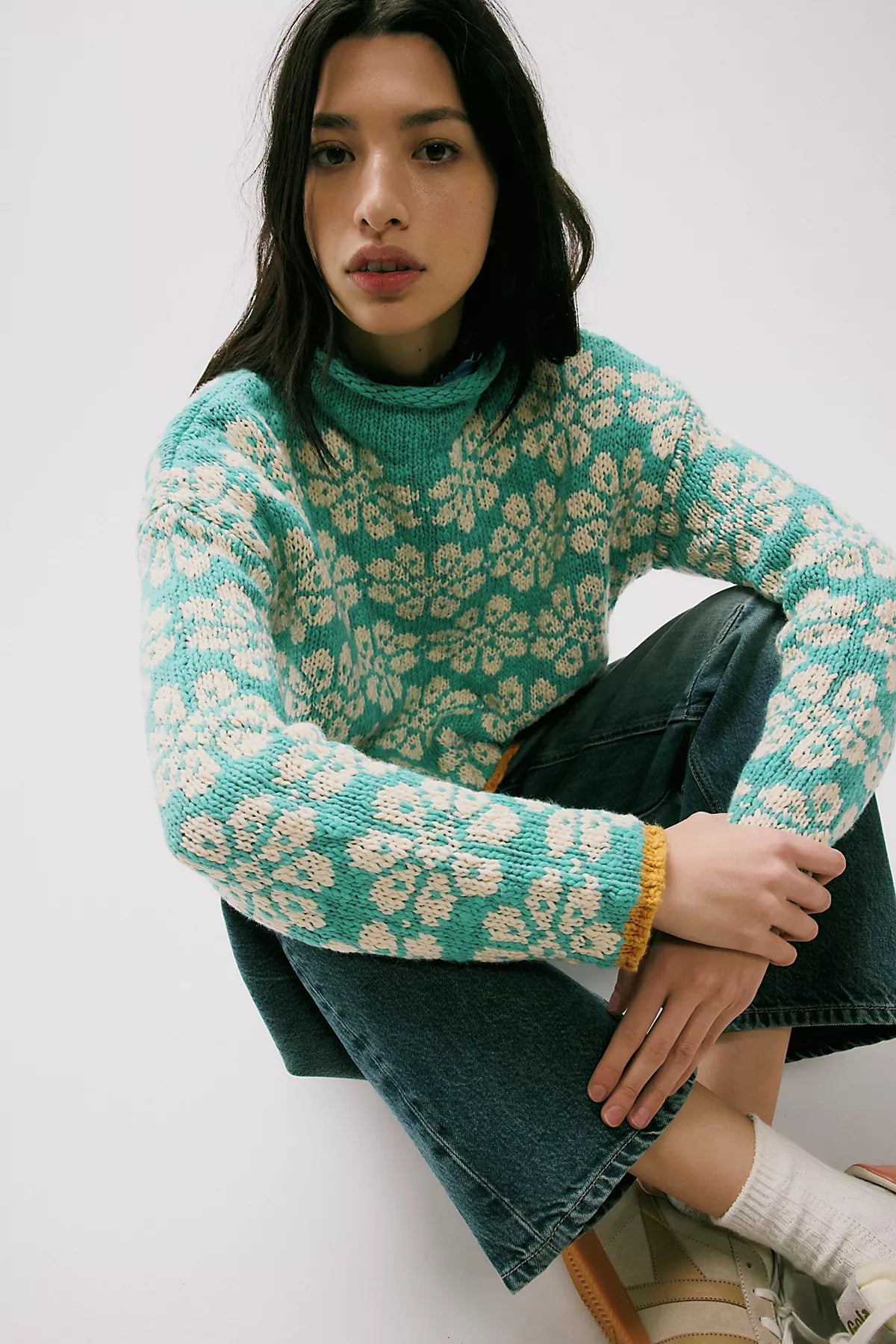 Opal Rollneck Knit Patterned Sweater