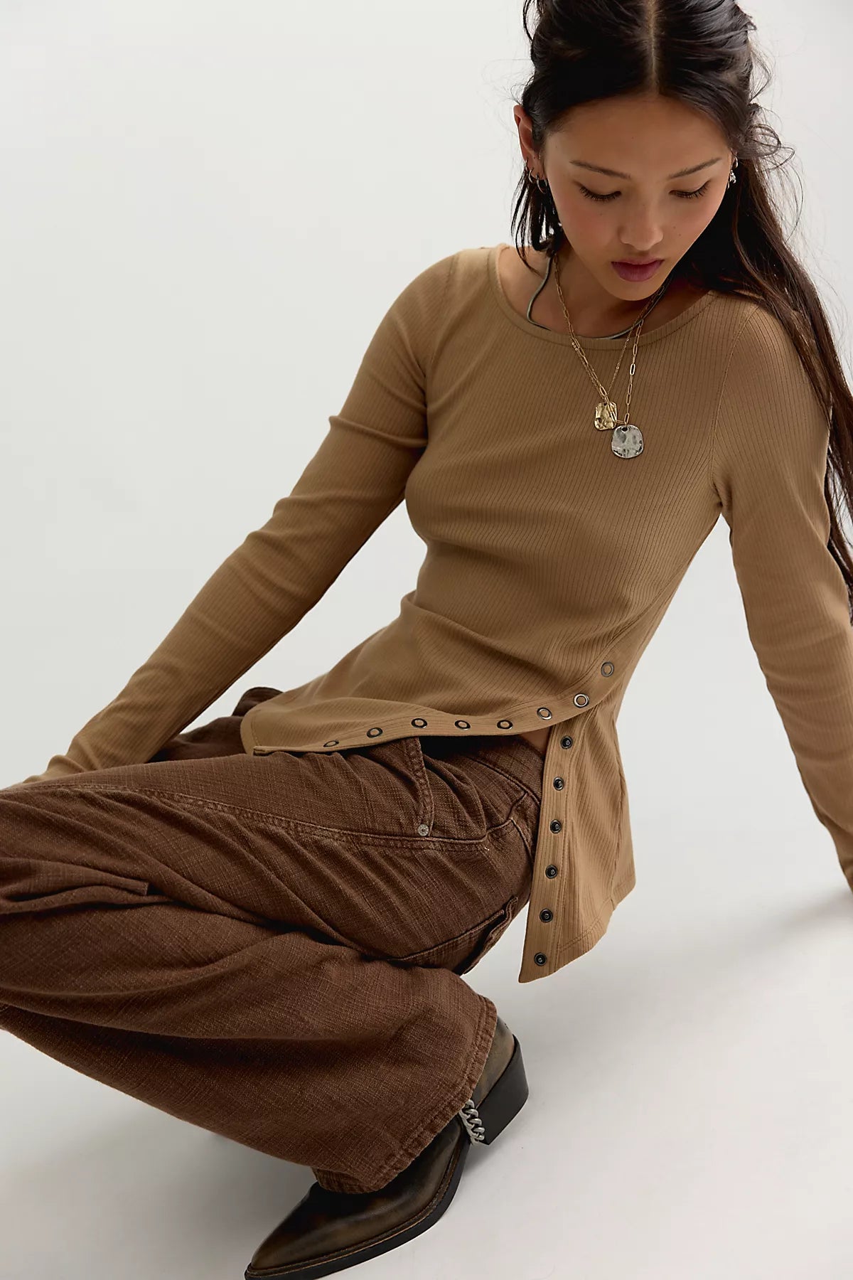 Over You Asymmetric Long Sleeve Top