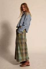 Telluride Wide-Leg Crop Pull-On Madras Pants