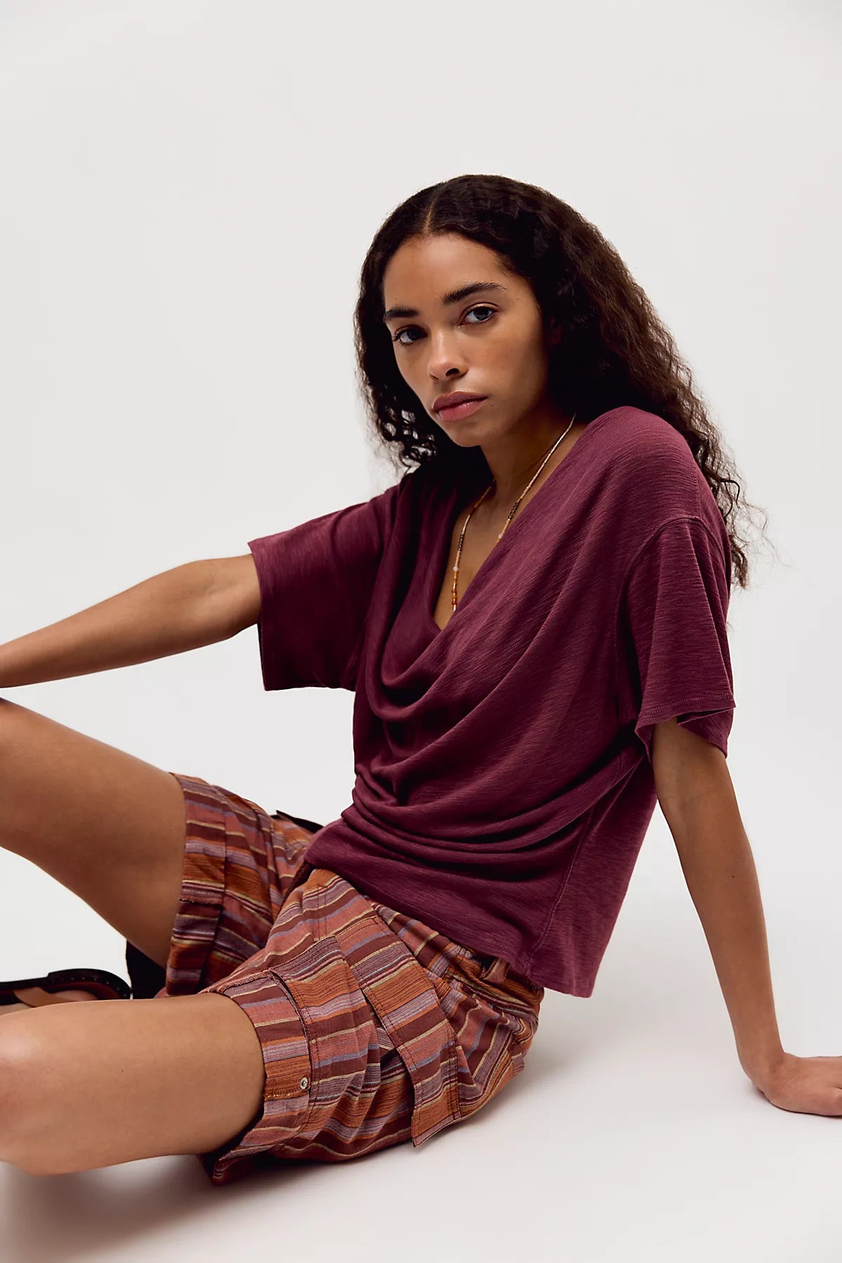 We The Free Tinsley Waterfall Cowl-Neck Top