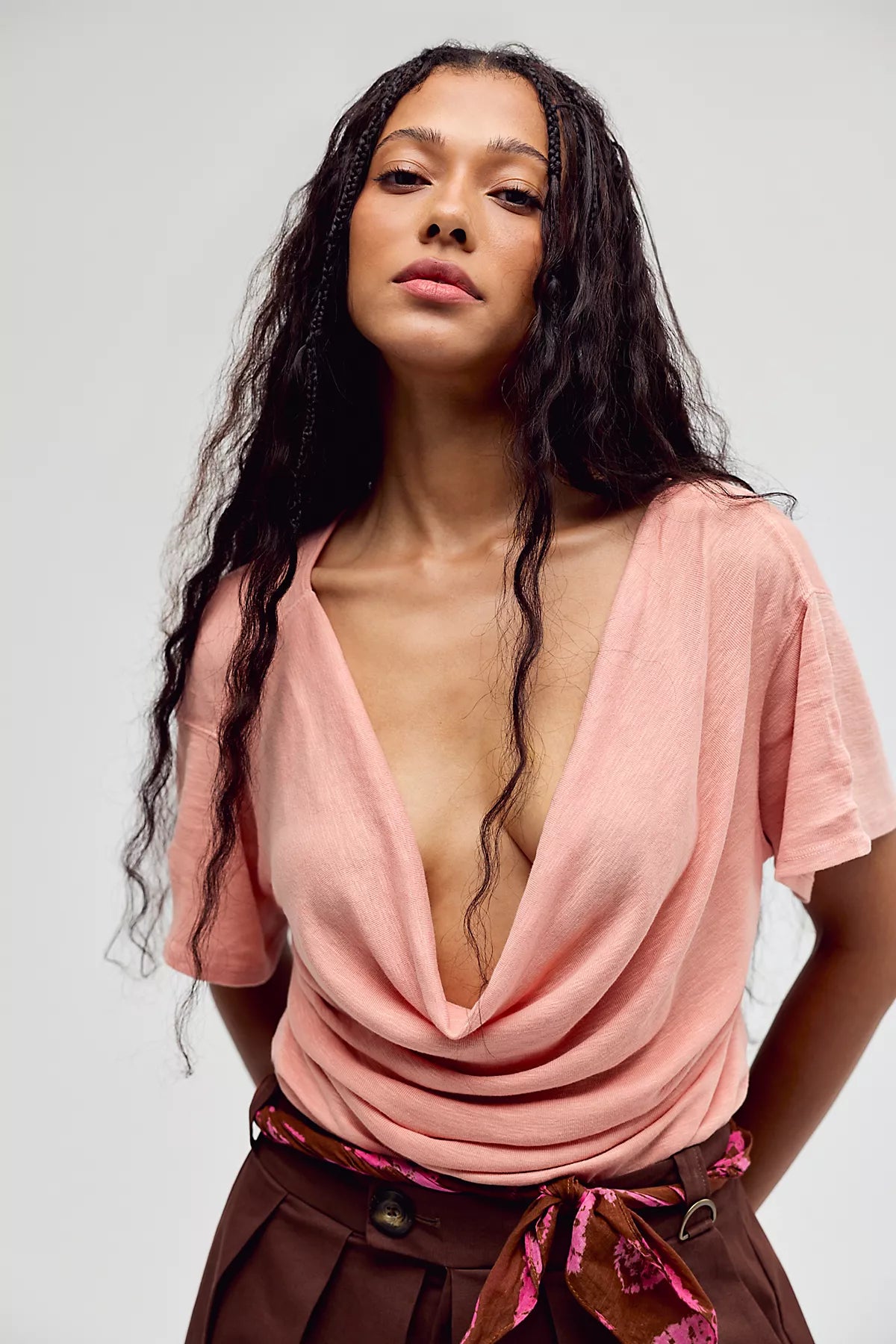 We The Free Tinsley Waterfall Cowl-Neck Top