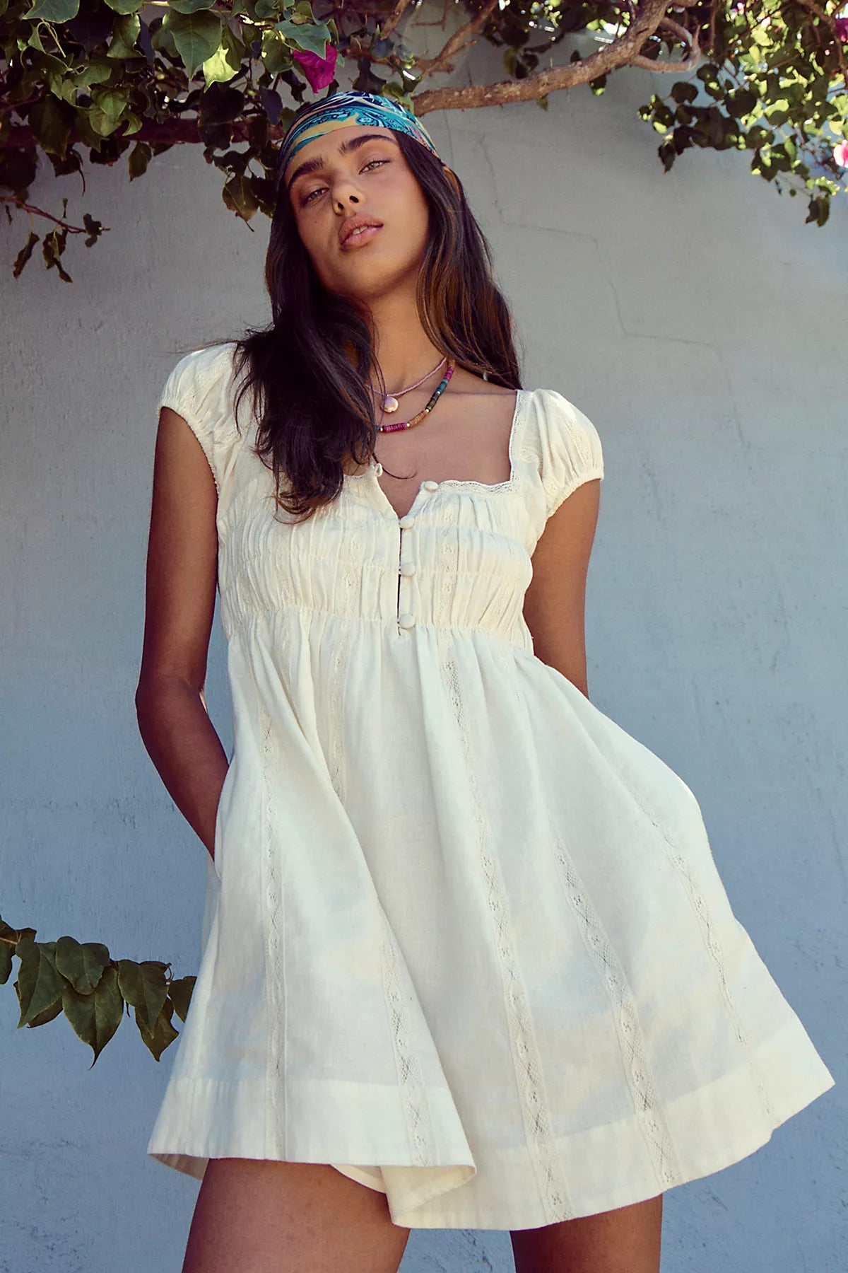 Nina Babydoll Cotton-Linen Mini Dress